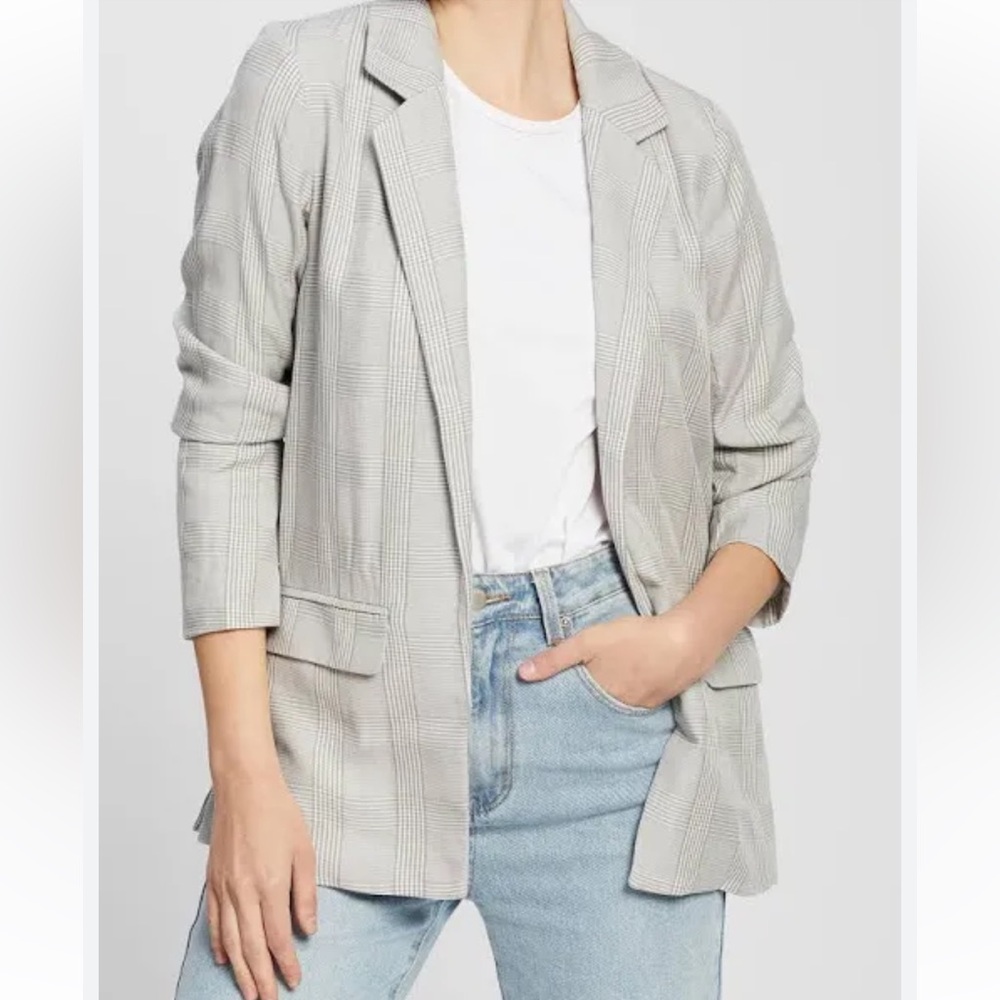 Abercrombie & Fitch Gray & White Plaid Blazer Size Large - Picture 4 of 15